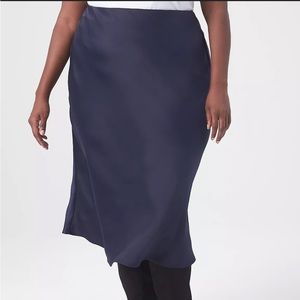 Lane Bryant Slip Satin Navy Midi Skirt Sz 20